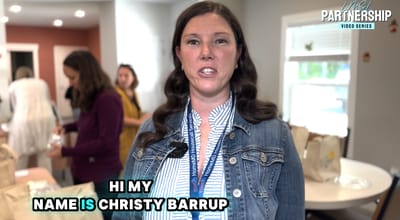 Staff member introducing herself in a common area