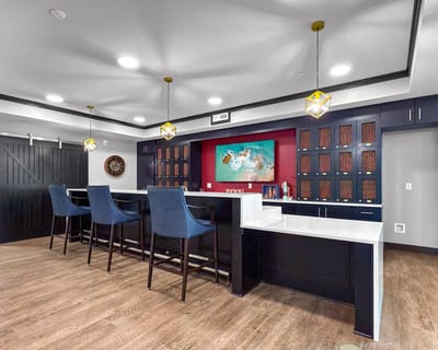 Interior common area with bar seating