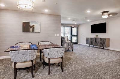 Common area with seating and activities at the facility