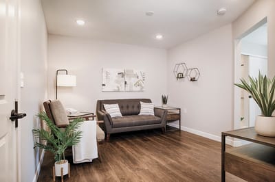 Bright interior lounge area with seating