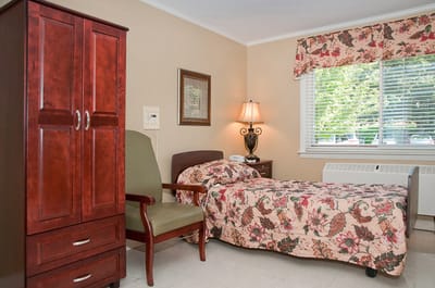 Private resident room with floral decor