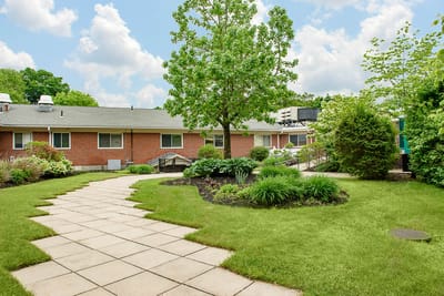 Pathway through a landscaped outdoor area