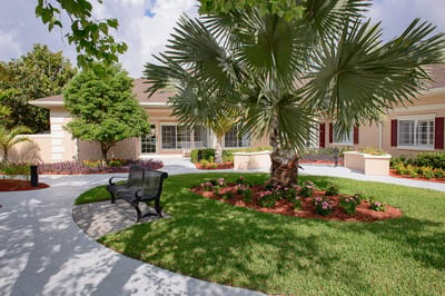 Beautiful outdoor garden area with seating