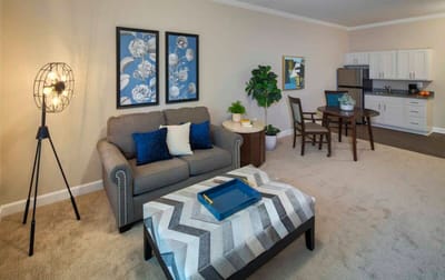 Bright, cozy interior of a resident room