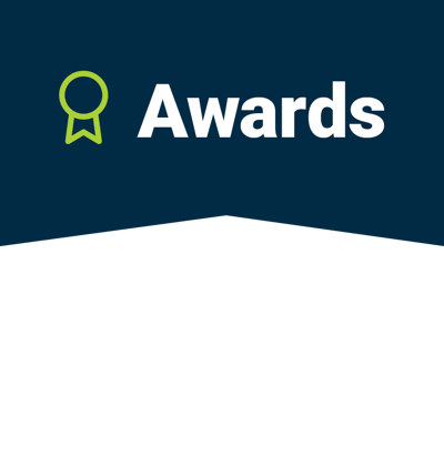 Graphic for awards section with a badge icon