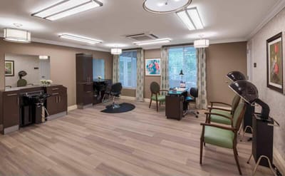 Interior view of a salon in the facility.