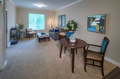 Bright interior living space with furniture and decor