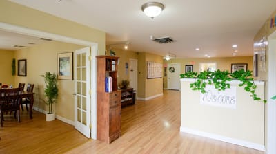 Interior view of a welcoming corridor with a reception area