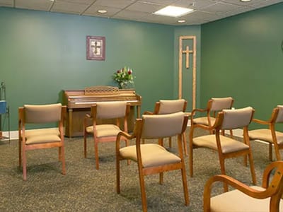An interior room setup for gatherings