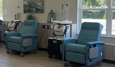 Chairs in a well-lit treatment room