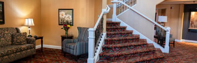 Interior of a senior living facility with a lobby area