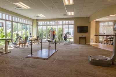 Interior view of a fitness area with equipment