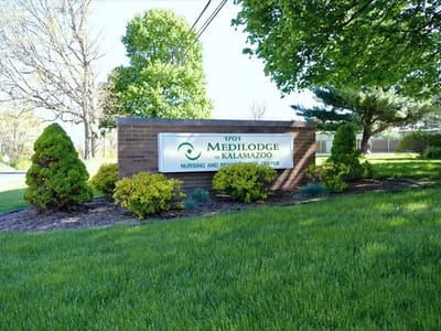 Exterior sign of Medilodge of Kalamazoo nursing facility