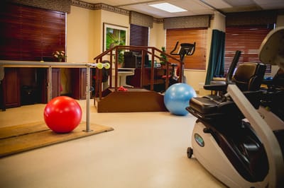 Interior fitness area with exercise equipment