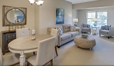 Bright interior of a living room with furniture