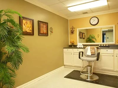 Hair salon setup in a senior care facility