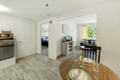 Interior view of a styled resident living space