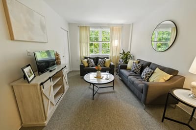 Cozy living area in a senior living facility