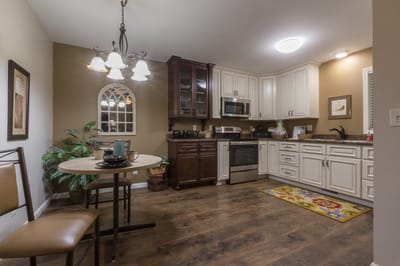 Interior view of a modern kitchen in a senior living facility