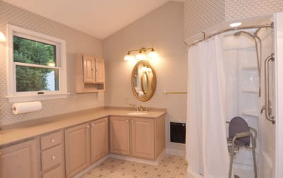 Bright, accessible bathroom with modern features