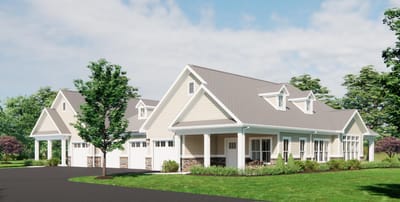 Exterior view of a modern assisted living facility.
