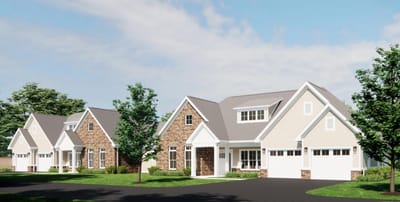 Exterior view of the residential buildings in the facility.