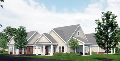 Exterior view of a nursing home building