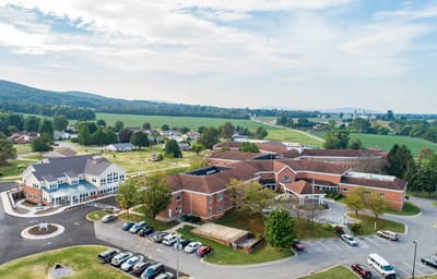 Aerial view of Coffman Nursing Home and surroundings.