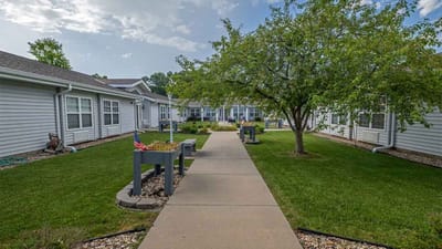 Pathway through a landscaped outdoor area