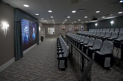 Interior view of a comfortable theater room