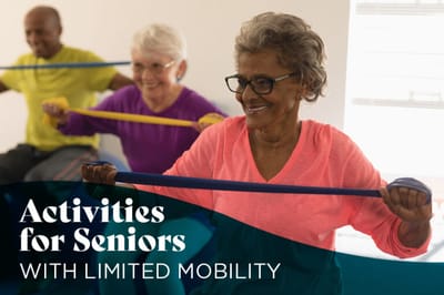 Seniors participating in a mobility exercise class