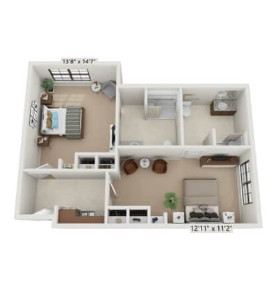 Architectural floor plan of a resident unit