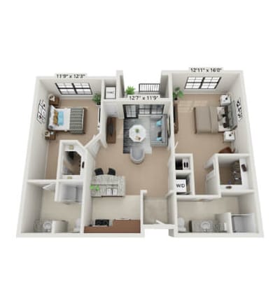 Architectural floor plan of a senior residence unit