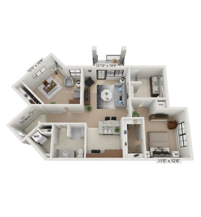 Architectural floor plan of a resident unit