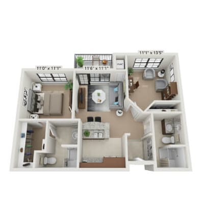 Architectural floor plan of a resident unit