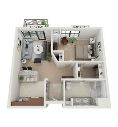 Architectural floor plan of a resident unit