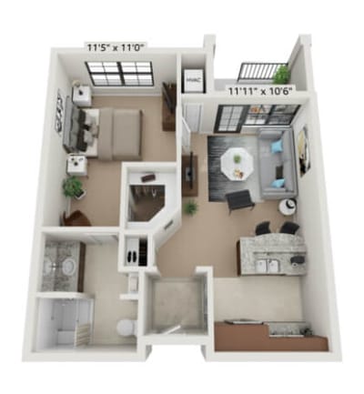 Architectural floor plan of an apartment unit