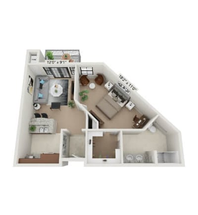 Architectural floor plan of a resident unit