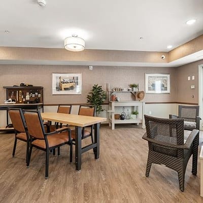 Common area in a senior living facility with seating