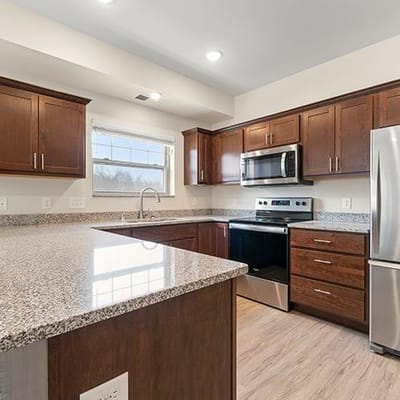 Modern kitchen in a senior living facility