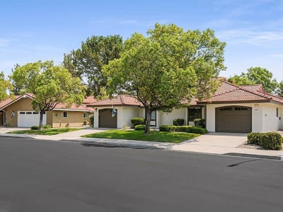 Exterior view of residential buildings in a senior living community