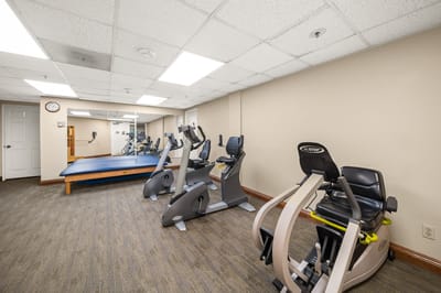 Indoor gym area with exercise machines