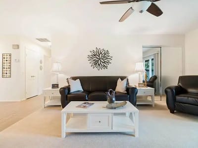 Bright living room with comfortable seating