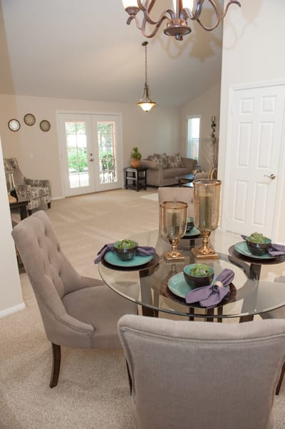 Cozy common area with dining table and living space