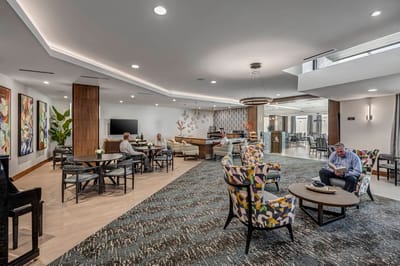 Residents socializing in a modern common area