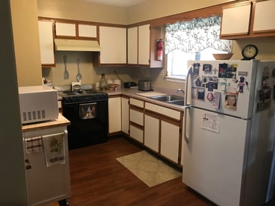 Interior view of a kitchen with appliances