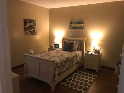 Cozy private resident room with warm lighting