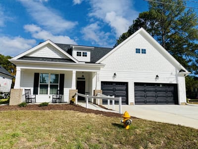 Exterior view of a white residential building