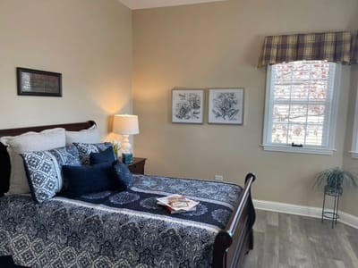 A cozy private room in a senior living facility