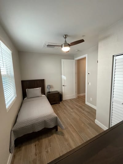 Private resident room with natural light and modern decor